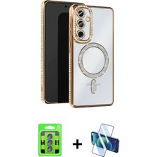 Cepte Toptan Galaxy S25 Zirve Doku Prime - Siyah 3D Antistatik Seramik Nano Ekran Koruyucu + Mavi Raze Metal Kamera Lens