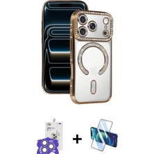 Cepte Toptan iPhone 17 Pro Max Zirve Doku Prime - Siyah 3D Antistatik Seramik Nano Ekran Koruyucu + Gümüş Bilvis Titan Kamera Lens