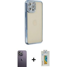 iPhone 12 Pro Yörünge Koleksiyonu - Siyah Polymer Nano Ekran Koruyucu + Beyaz Neon Fosforlu Kamera Lens