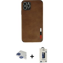 Cepte Toptan iPhone 11 Pro Max Doruk Asil Koleksiyonu - Siyah Bilvis Hayalet Cam Ekran Koruyucu + Lacivert Pers Alüminyum Kamera Lens