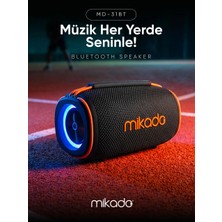 Mikado MD-31BT Siyah Ipx6 15W Rgb Işıklı 2400MAH Tf Kart+Usb Destekli Bluetooth Hoparlör