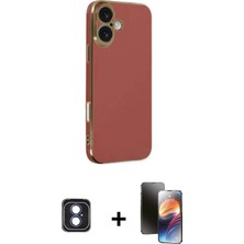 Cepte Toptan iPhone 16 Yankı Serisi - Siyah 3D Antistatik Mat Seramik Nano Ekran Koruyucu + Mavi Pvd Metal Kamera Lens