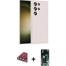 Cepte Toptan Galaxy S23 Ultra Yankı Form Serisi - Siyah 360 Mat Full Body Arka Koruyucu + Kırmızı Valdez Metal Kamera Lens