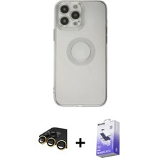 iPhone 14 Pro Max Kutup Klasik - Siyah Bilvis 5in1 5d Magic Hayalet Cam Ekran Koruyucu + Gold Raze Metal Kamera Lens