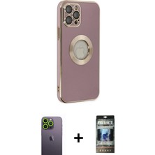 Cepte Toptan iPhone 12 Pro Iz Form Serisi - Siyah 34D Hayalet Izgaralı Cam + Yeşil Neon Fosforlu Kamera Lens