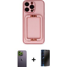 Cepte Toptan iPhone 13 Pro Max Kozmos Minimal Prime - Siyah 3D Antistatik Hayalet Cam Ekran Koruyucu + Yeşil Neon Fosforlu Kamera Lens