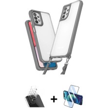 Cepte Toptan Galaxy A52 Ufuk Klasik - Siyah 3D Antistatik Cam Ekran Koruyucu + Şeffaf Kamera Lens Koruma Cam