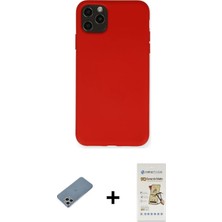 Cepte Toptan iPhone 11 Pro Max Ahenk Serisi - Siyah Mat Seramik Nano Ekran Koruyucu + Gümüş Shine Kamera Lens Koruma Cam