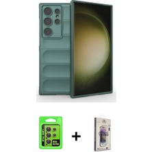 Galaxy S24 Ultra Atlas Koleksiyonu - Siyah Bilvis 3D Cam Ekran Koruyucu + Sarı Raze Metal Kamera Lens