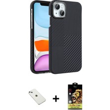 Cepte Toptan iPhone 14 Doruk Serisi - Siyah Buffer Cam Ekran Koruyucu + Sierra Blue Diamond Kamera Lens