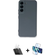 Cepte Toptan Galaxy S22 Plus Ahenk Serisi - Siyah 3D Antistatik Seramik Nano Ekran Koruyucu + Şeffaf Kamera Lens Koruma Cam