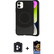 iPhone 11 Ufuk Serisi - Siyah Buffer Hayalet Cam Ekran Koruyucu + Mavi Pvd Metal Kamera Lens