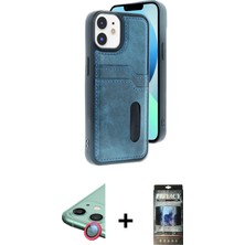 Cepte Toptan iPhone 11 Yörünge Işık Serisi - Siyah 34D Hayalet Izgaralı Cam + Kırmızı Raze Metal Kamera Lens