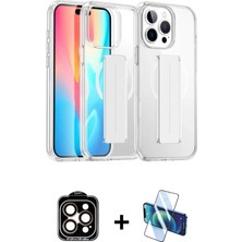 Cepte Toptan iPhone 14 Pro Max Nova Işık Koleksiyonu - Siyah 3D Antistatik Cam Ekran Koruyucu + Turuncu Pvd Metal Kamera Lens