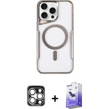 Cepte Toptan iPhone 15 Pro Max Yadigar Klasik Özel Seri - Siyah Bilvis 5in1 5d Magic Hayalet Cam Ekran Koruyucu + Gümüş Pvd Metal Kamera Lens