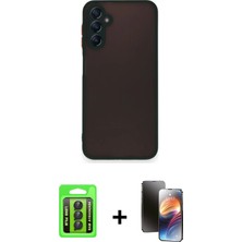 Galaxy A15 4g Ahenk Çizgi Serisi - Siyah 3D Antistatik Mat Seramik Nano Ekran Koruyucu + Siyah Raze Metal Kamera Lens