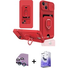 Cepte Toptan iPhone 14 Vadi Form Prime - Siyah Bilvis 5in1 5d Magic Hayalet Cam Ekran Koruyucu + Mavi Raze Metal Kamera Lens