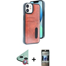 Cepte Toptan iPhone 11 Yörünge Işık Serisi - Siyah 34D Hayalet Izgaralı Cam + Kırmızı Raze Metal Kamera Lens