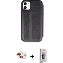 Cepte Toptan iPhone 11 Zirve Yansıma Serisi - Siyah Bilvis 3D Cam Ekran Koruyucu + Kırmızı Pers Alüminyum Kamera Lens