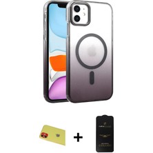 Cepte Toptan iPhone 11 Ahenk Doku Özel Seri - Siyah 6d Antistatik Mat Seramik Hayalet Nano Ekran Koruyucu + Kırmızı Rainbow Kamera Lens Koruma Cam