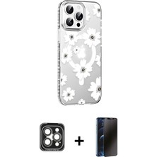 Cepte Toptan iPhone 15 Pro Max Yörünge Işık Prime - Siyah 3D Antistatik Hayalet Cam Ekran Koruyucu + Gri Pvd Metal Kamera Lens