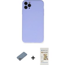 Cepte Toptan iPhone 11 Pro Max Ahenk Serisi - Siyah Mat Seramik Nano Ekran Koruyucu + Gümüş Shine Kamera Lens Koruma Cam