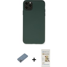 Cepte Toptan iPhone 11 Pro Max Ahenk Serisi - Siyah Mat Seramik Nano Ekran Koruyucu + Gümüş Shine Kamera Lens Koruma Cam