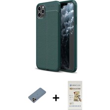 Cepte Toptan iPhone 11 Pro Max Doruk Klasik Özel Seri - Siyah Mat Seramik Nano Ekran Koruyucu + Gökkuşağı Shine Kamera Lens Koruma Cam