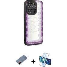 iPhone 12 Pro Max Odak Klasik Serisi - Siyah 3D Antistatik Cam Ekran Koruyucu + Kırmızı Metal Kamera Lens Koruma Cam