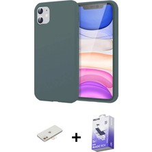 Cepte Toptan iPhone 11 Kozmos Yansıma Özel Seri - Siyah Bilvis 5in1 5d Magic Hayalet Cam Ekran Koruyucu + Yeşil Renkli Kamera Lens Koruma Cam