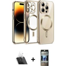 Cepte Toptan iPhone 12 Pro Nova Işık Özel Seri - Siyah 34D Hayalet Izgaralı Cam + Şeffaf Kamera Lens Koruma Cam