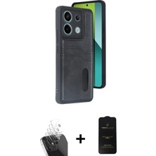 Cepte Toptan Redmi Note 13 Pro 4g Yörünge Işık Serisi - Siyah 6d Antistatik Mat Seramik Hayalet Nano Ekran Koruyucu + Şeffaf Kamera Lens Koruma Cam