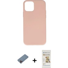 Cepte Toptan iPhone 11 Pro Ahenk Serisi - Siyah Mat Seramik Nano Ekran Koruyucu + Pembe Shine Kamera Lens Koruma Cam