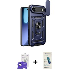 Cepte Toptan iPhone 17 Air Ahenk Klasik - Şeffaf Pasifik Cam Ekran Koruyucu + Siyah Bilvis Titan Kamera Lens