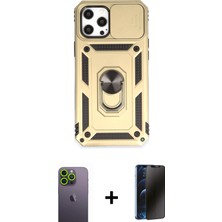 Cepte Toptan iPhone 12 Pro Max Ahenk Klasik - Siyah 3D Antistatik Hayalet Cam Ekran Koruyucu + Yeşil Neon Fosforlu Kamera Lens