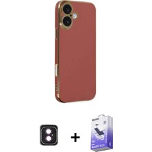 Cepte Toptan iPhone 16 Yankı Serisi - Siyah Bilvis 5in1 5d Magic Hayalet Cam Ekran Koruyucu + Pembe Pvd Metal Kamera Lens