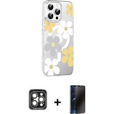 Cepte Toptan iPhone 15 Pro Max Yörünge Işık Prime - Siyah 3D Antistatik Hayalet Cam Ekran Koruyucu + Gri Pvd Metal Kamera Lens