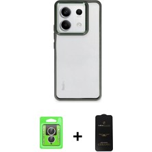 Cepte Toptan Redmi Note 13 Pro 4g Nova Işık Serisi - Siyah 6d Antistatik Mat Seramik Hayalet Nano Ekran Koruyucu + Gümüş Raze Metal Kamera Lens