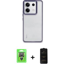 Cepte Toptan Redmi Note 13 Pro 4g Nova Işık Serisi - Siyah 6d Antistatik Mat Seramik Hayalet Nano Ekran Koruyucu + Gümüş Raze Metal Kamera Lens