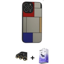 iPhone 14 Pro Max Odak Klasik Serisi - Siyah Bilvis 5in1 5d Magic Hayalet Cam Ekran Koruyucu + Gold Raze Metal Kamera Lens