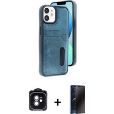 Cepte Toptan iPhone 11 Yörünge Işık Serisi - Siyah 3D Antistatik Hayalet Cam Ekran Koruyucu + Yeşil Pvd Metal Kamera Lens