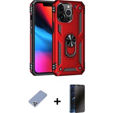Cepte Toptan iPhone 13 Pro Max Ahenk Klasik Koleksiyonu - Siyah 3D Antistatik Hayalet Cam Ekran Koruyucu + Koyu Yeşil Metal Kamera Lens Koruma Cam