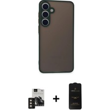 Cepte Toptan Galaxy S24 Ahenk Çizgi Serisi - Siyah 6d Antistatik Mat Seramik Hayalet Nano Ekran Koruyucu + Gold Pvd Metal Kamera Lens