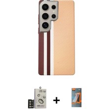 Galaxy S24 Ultra Eksen Prime - Siyah Autokit 5in1 Fiber Hayalet Polymer Nano Ekran Koruyucu + Gold Bilvis Titan Kamera Lens