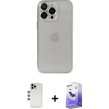 Cepte Toptan iPhone 13 Pro Max Ufuk Minimal Özel Seri - Siyah Bilvis 5in1 5d Magic Hayalet Cam Ekran Koruyucu + Gökkuşağı Shine Kamera Lens