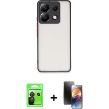 Cepte Toptan Redmi Note 13 Pro 5g Ahenk Çizgi Serisi - Siyah 3D Antistatik Mat Seramik Nano Ekran Koruyucu + Siyah Raze Metal Kamera Lens