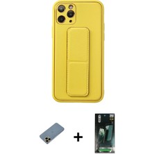 Cepte Toptan iPhone 11 Pro Akış Doku - Şeffaf 360 Full Body Arka Koruyucu + Gold Shine Kamera Lens Koruma Cam