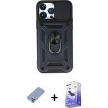 Cepte Toptan iPhone 13 Pro Max Ahenk Klasik - Siyah Bilvis 5in1 5d Magic Hayalet Cam Ekran Koruyucu + Koyu Yeşil Metal Kamera Lens Koruma Cam