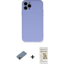 Cepte Toptan iPhone 11 Pro Ahenk Serisi - Siyah Mat Seramik Nano Ekran Koruyucu + Pembe Shine Kamera Lens Koruma Cam