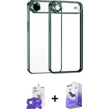 Cepte Toptan iPhone 17 Air Vadi Minimal - Siyah Bilvis 5in1 5d Magic Hayalet Cam Ekran Koruyucu + Gold Bilvis Titan Kamera Lens